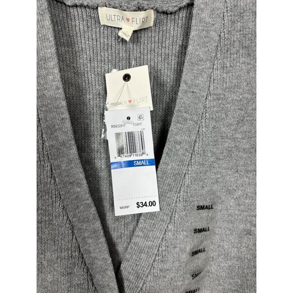 Ultra Flirt Juniors' V-Neck Button-Front Sweater Vest Size Small Gray NWT's - Picture 6 of 8